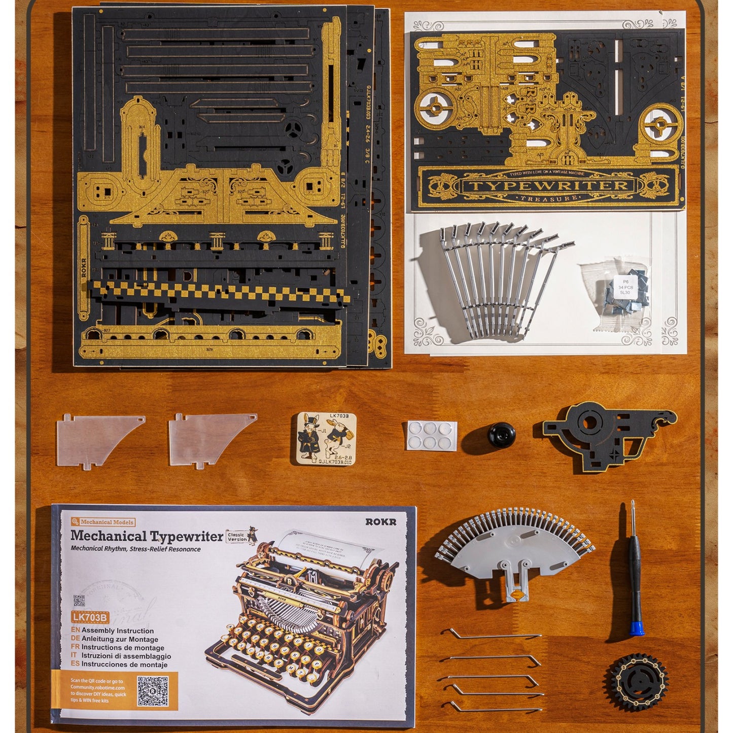 ROKR 3D-Holz-Puzzle Schreibmaschine / Mechanical Typewriter