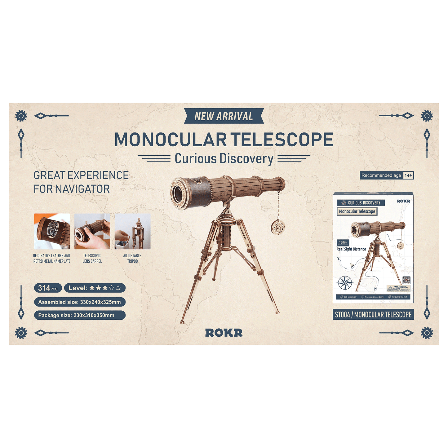 ROKR 3D-Holz-Puzzle "Monocular Telescope"
