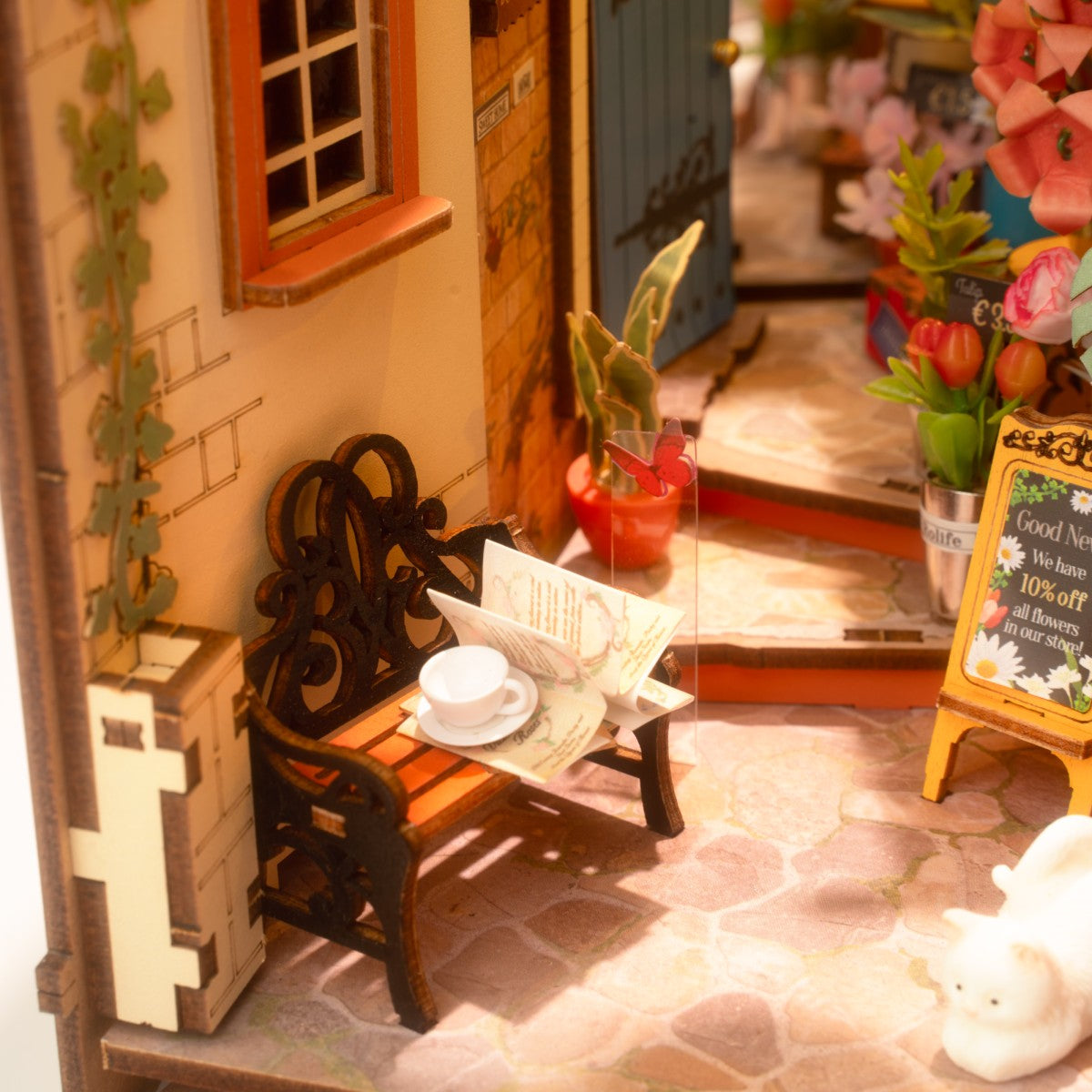Rolife 3D-Holz-Puzzle Book Nook "Floral Corner"