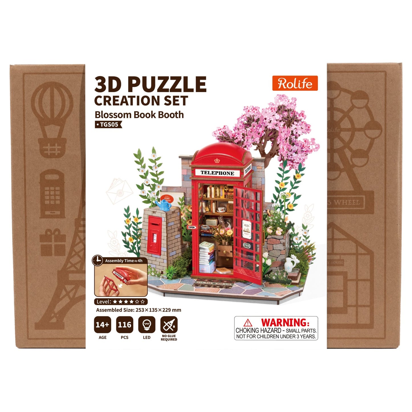 Rolife 3D-Holz-Puzzle "Blossom Book Booth"