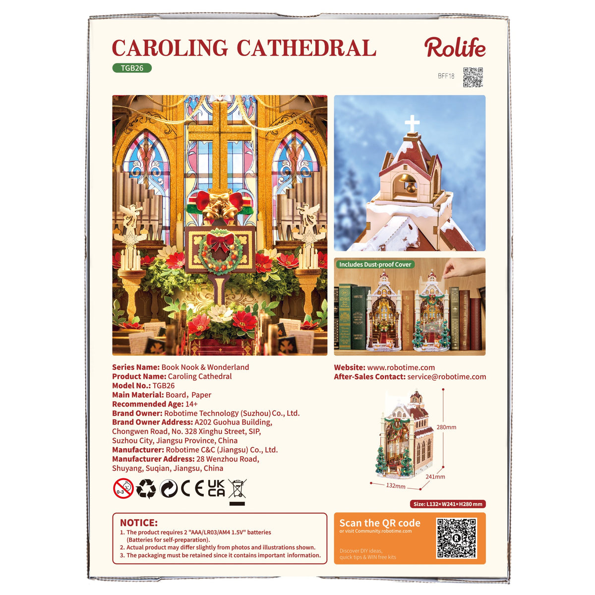 Rolife 3D-Holz-Puzzle Book Nook "Caroling Cathedral"