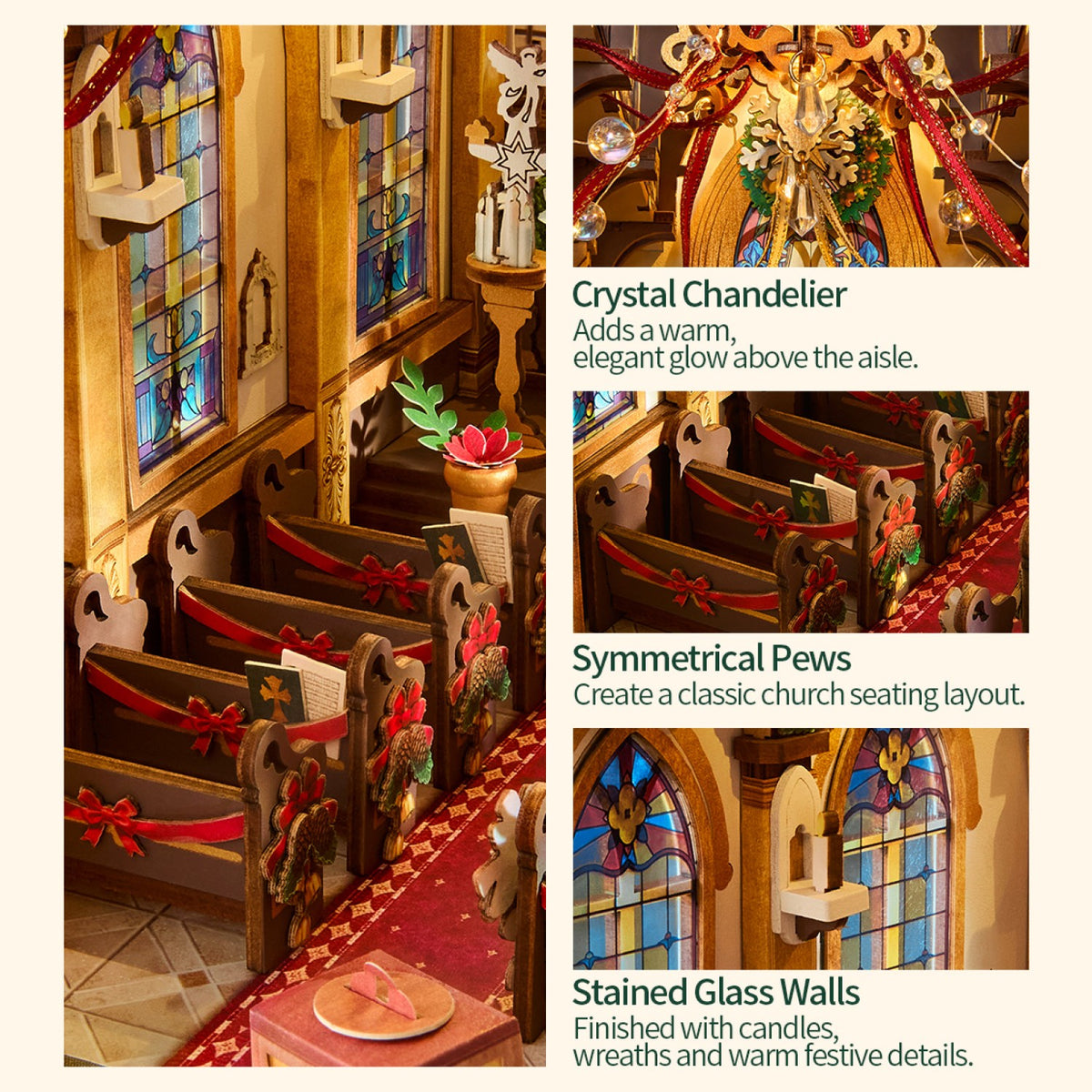 Rolife 3D-Holz-Puzzle Book Nook "Caroling Cathedral"