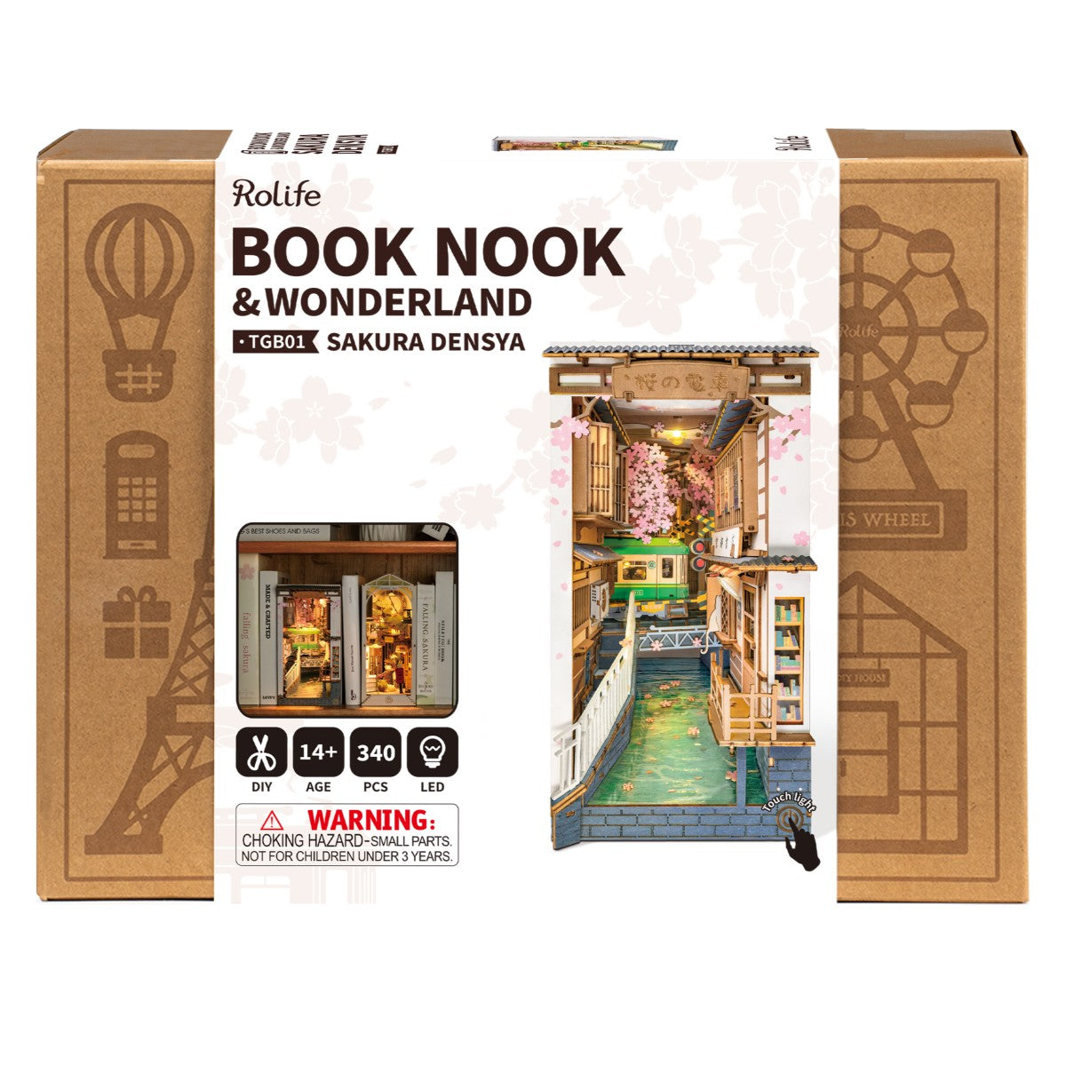 Rolife 3D-Holz-Puzzle Book Nook "Sakura Densya"
