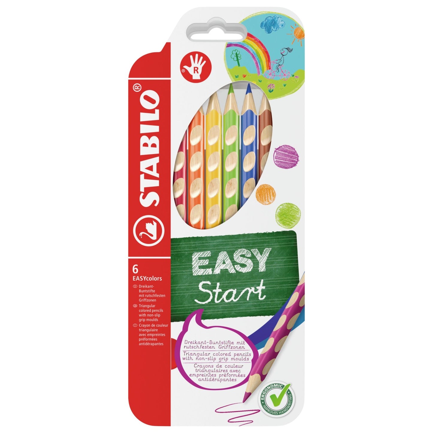 STABILO Bleistift EASYcolors Rechtshänder / 6er Pack