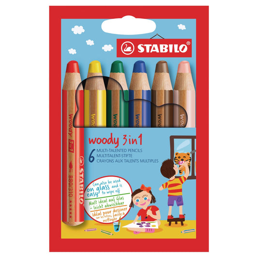 STABILO Buntstift Woody 3 in 1 / 6er Kartonetui