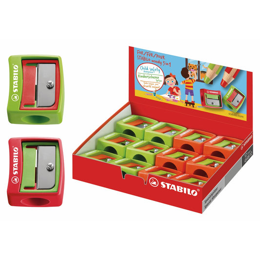 STABILO Woody 3 in 1 Spitzer rot/grün